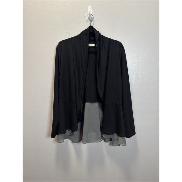 Logo Lounge Cardigan Open Front Women SZ 1X Black With Gray Bottom Ruffle - Picture 10 of 10